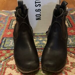 No. 6 Black Leather Ankle Boots 41